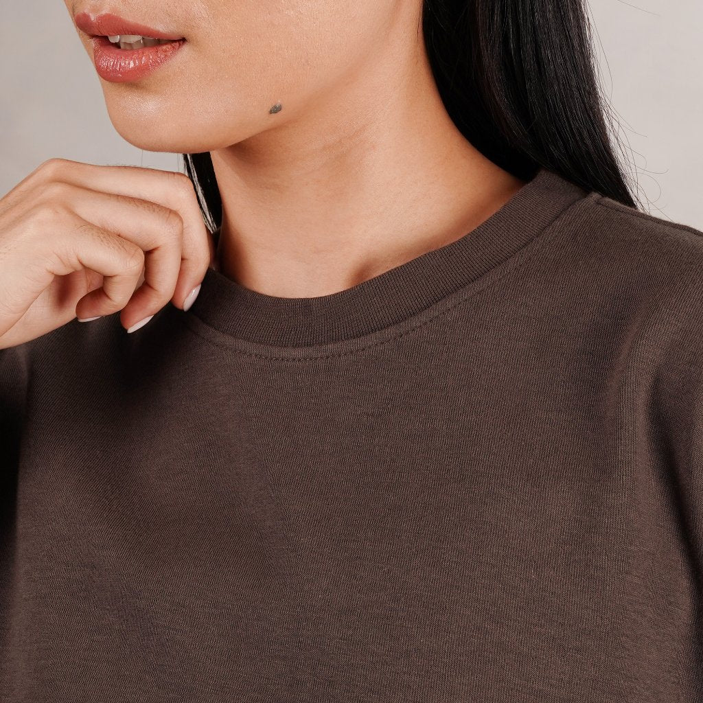Osella Layered Top In Brown 2111660256 | Atasan Kemeja Wanita Lengan Panjang