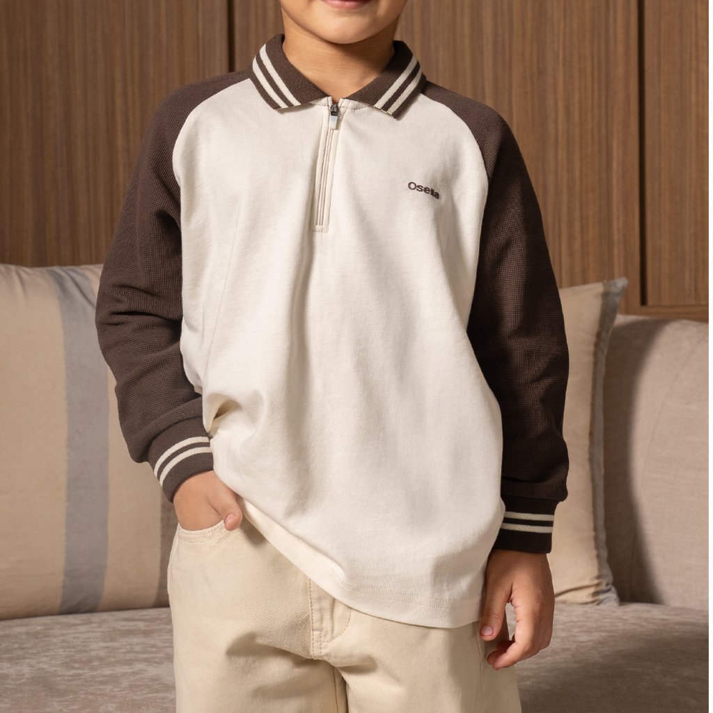 Osella Kids Ripple Polo Long 22276603 | Atasan Polo Lengan Panjang Anak Laki Laki