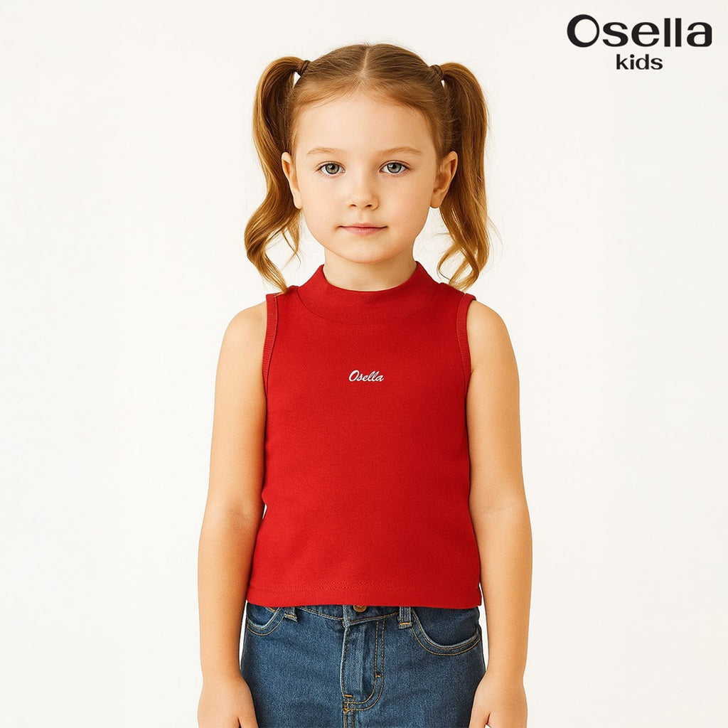 Osella Essential Sleeveless Mockneck T-Shirt 33725002 | Kaos Basic Anak Perempuan Tanpa Lengan