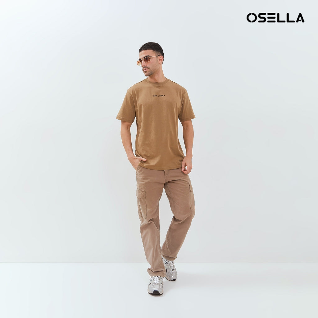 Osella Regular Fit Print T-Shirt In Dark Brown 2074500785 | Kaos Lengan Pendek Pria