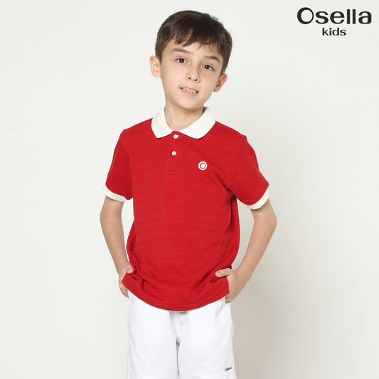 Osella Archie Texture Stripe Polo Shirt 22215003 | Atasan Polo Anak Laki Laki