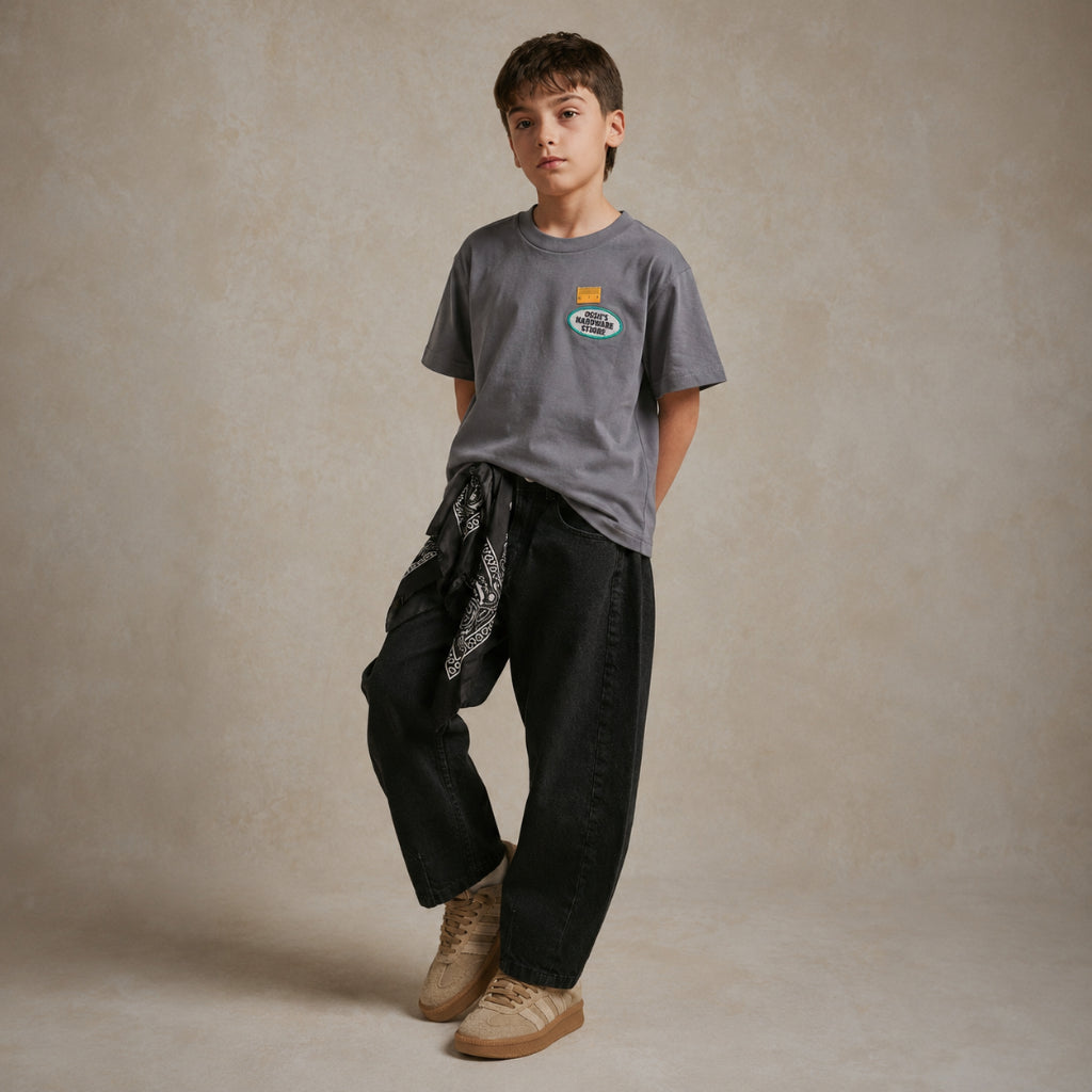 Osella Kids X Oadkids Cam Oversize T-shirt in Grey 2271660493 | Kaos Anak Laki Laki