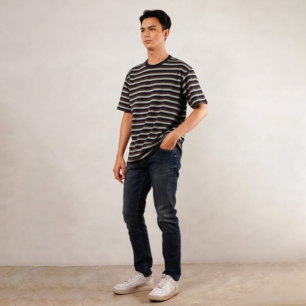Osella Static Horizon T-shirt 20716614 | Atasan Kaos Garis Garis Lengan Pendek Pria