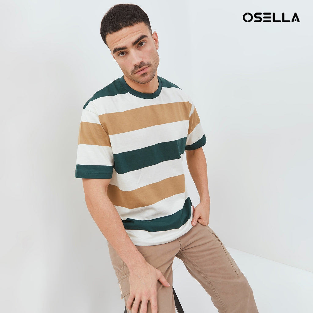 Osella Mike Multicolorstripe Relaxed Fit T-Shirt 20715018 | Kaos Lengan Pendek Garis Garis Pria