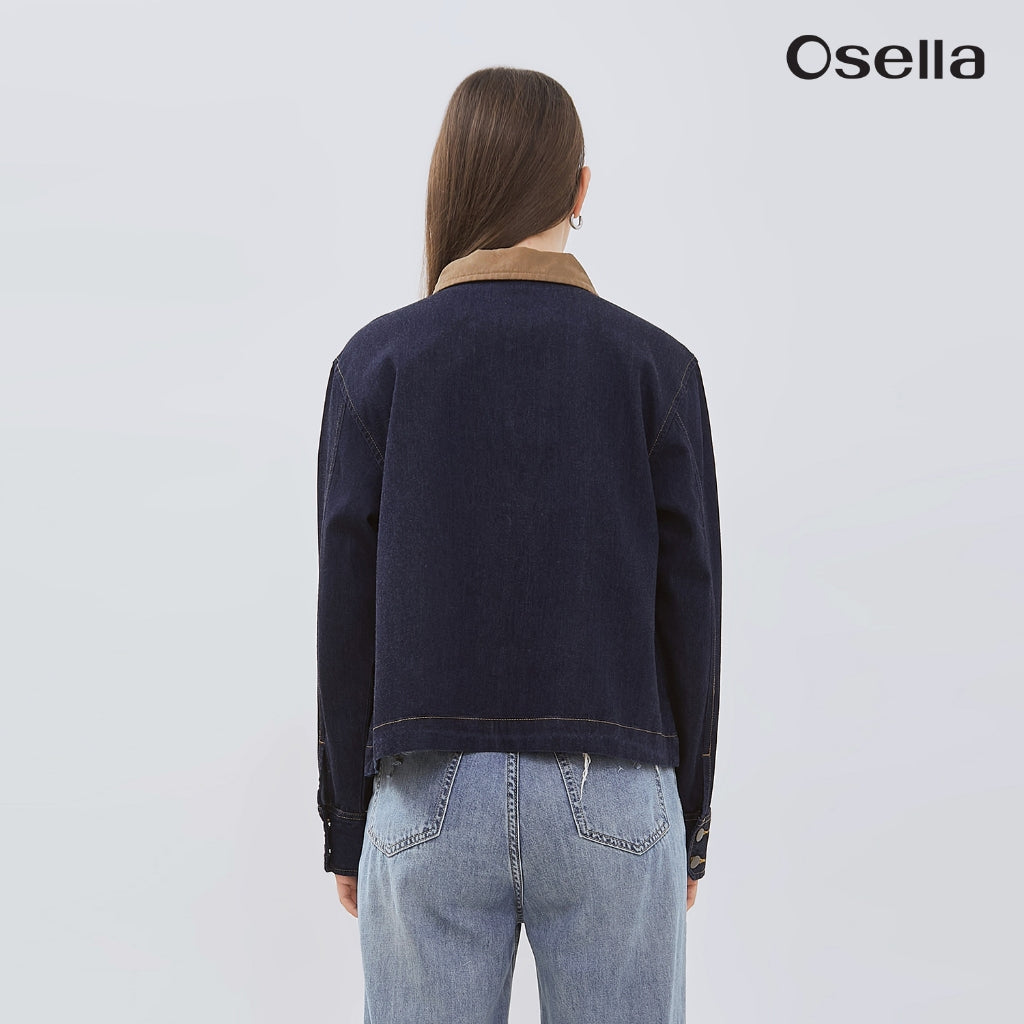 Osella Blouson Denim Jacket With Corduroy Collar 11615001A3 | Jaket Denim Wanita