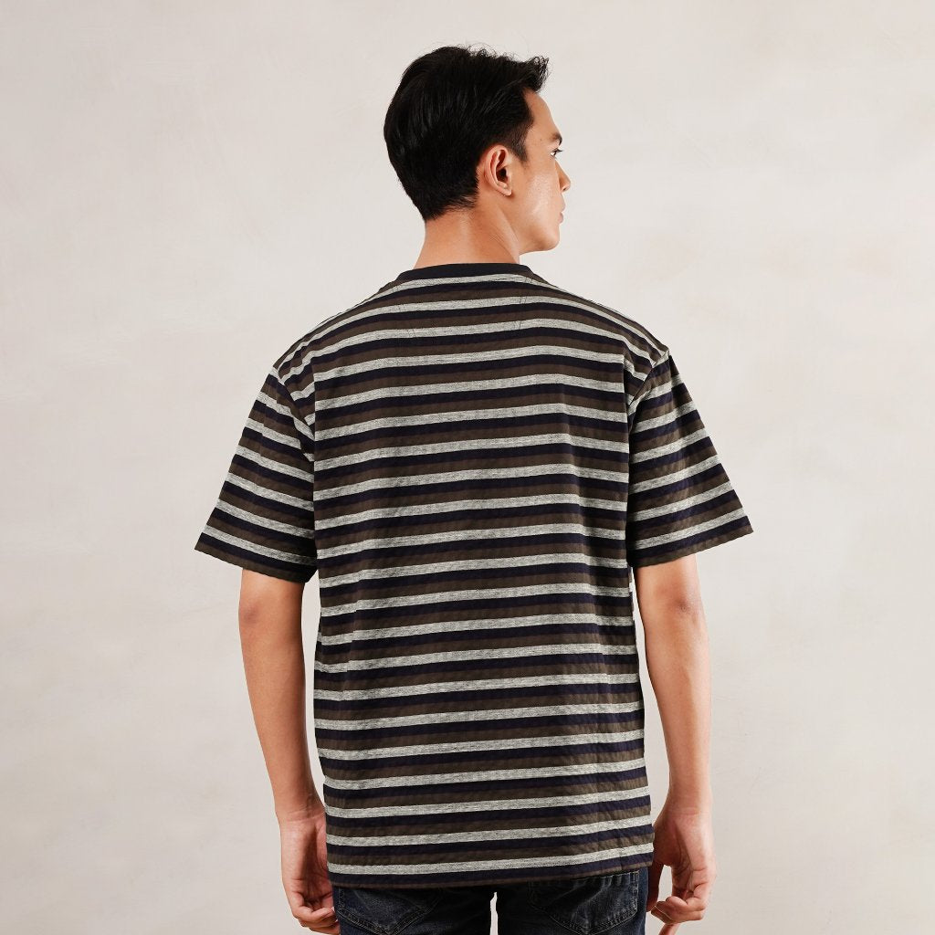 Osella Static Horizon T-shirt 20716614 | Atasan Kaos Garis Garis Lengan Pendek Pria