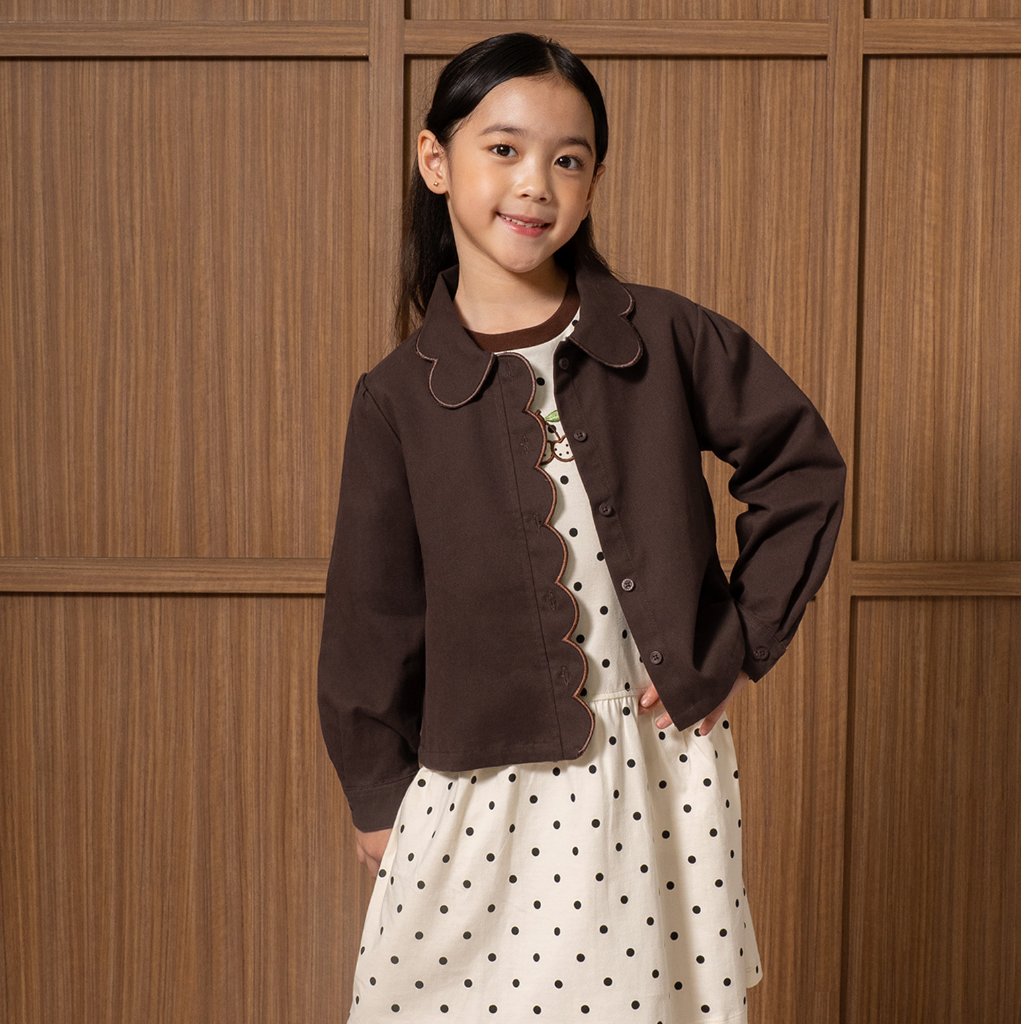 Osella Kids Hazel Scalloped Twill Shacket 1361660356 | Outer Anak Perempuan