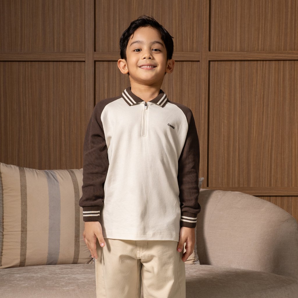 Osella Kids Ripple Polo Long 22276603 | Atasan Polo Lengan Panjang Anak Laki Laki