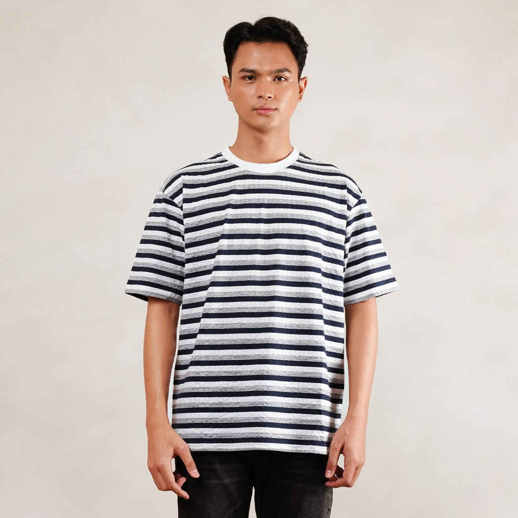 Osella Static Horizon T-shirt 20716614 | Atasan Kaos Garis Garis Lengan Pendek Pria