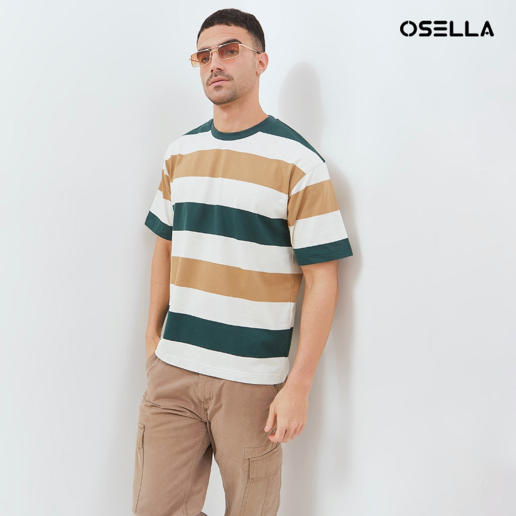Osella Mike Multicolorstripe Relaxed Fit T-Shirt 20715018 | Kaos Lengan Pendek Garis Garis Pria