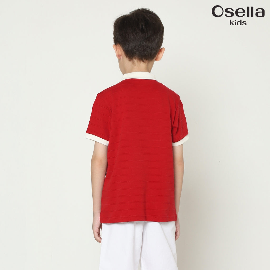Osella Archie Texture Stripe Polo Shirt 22215003 | Atasan Polo Anak Laki Laki