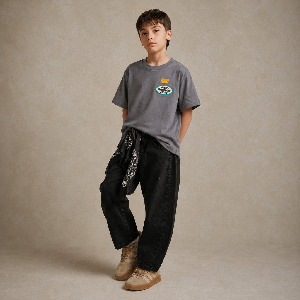 Osella Kids X Oadkids Cam Oversize T-shirt in Grey 2271660493 | Kaos Anak Laki Laki