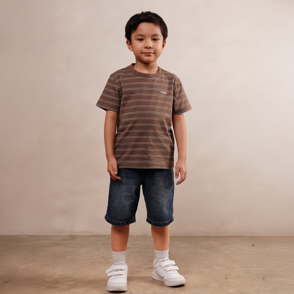 Osella Kids Grigon T-Shirt Stripe in Smoke Brown 2270660456 | Kaos Lengan Pendek Anak Laki Laki