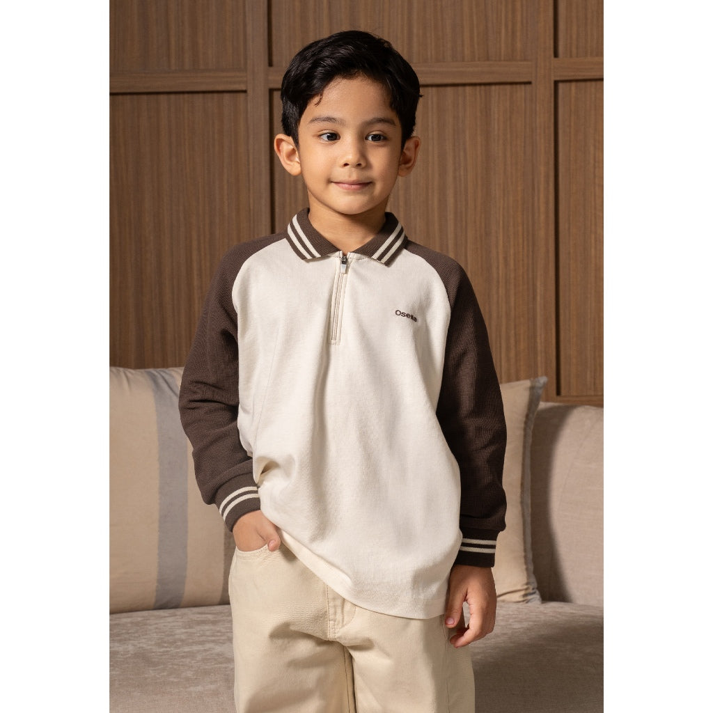 Osella Kids Ripple Polo Long 22276603 | Atasan Polo Lengan Panjang Anak Laki Laki