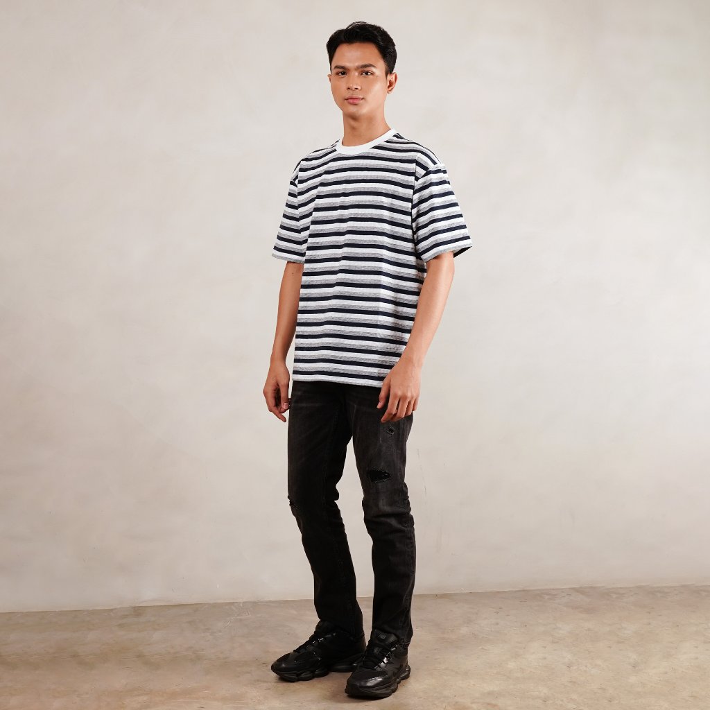 Osella Static Horizon T-shirt 20716614 | Atasan Kaos Garis Garis Lengan Pendek Pria