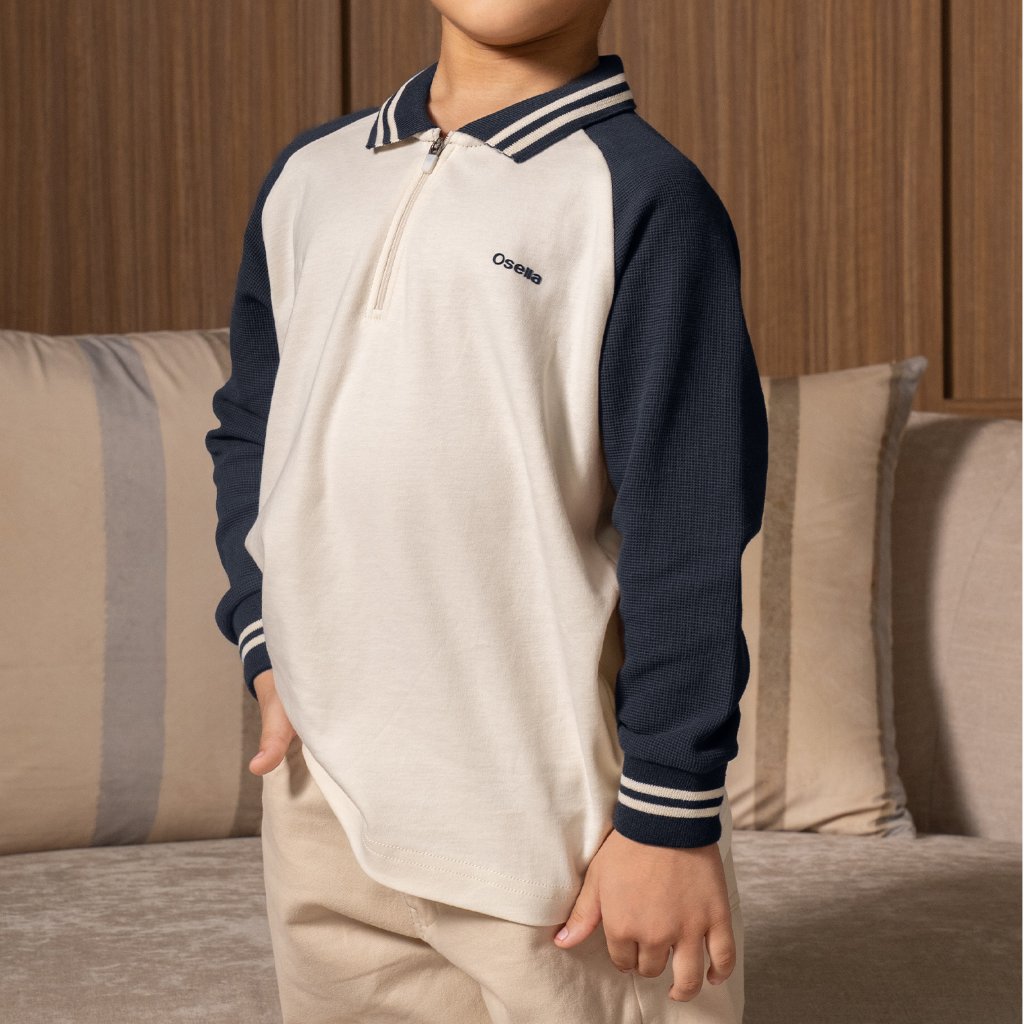 Osella Kids Ripple Polo Long 22276603 | Atasan Polo Lengan Panjang Anak Laki Laki