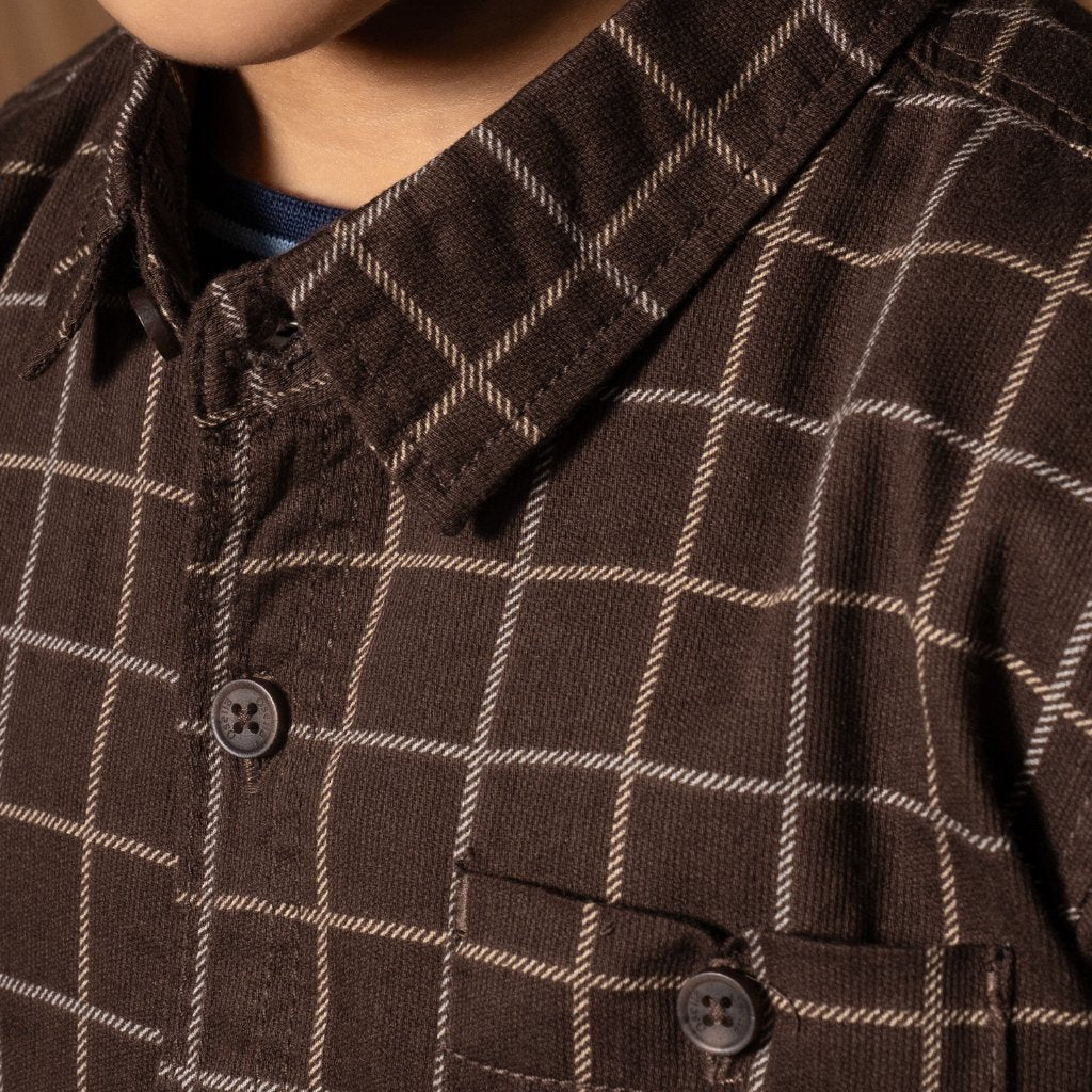 Osella Kids Bernie Regular Short Shirt Checkered In Smoke Brown 2233660356 | Kemeja Lengan Pendek Pria