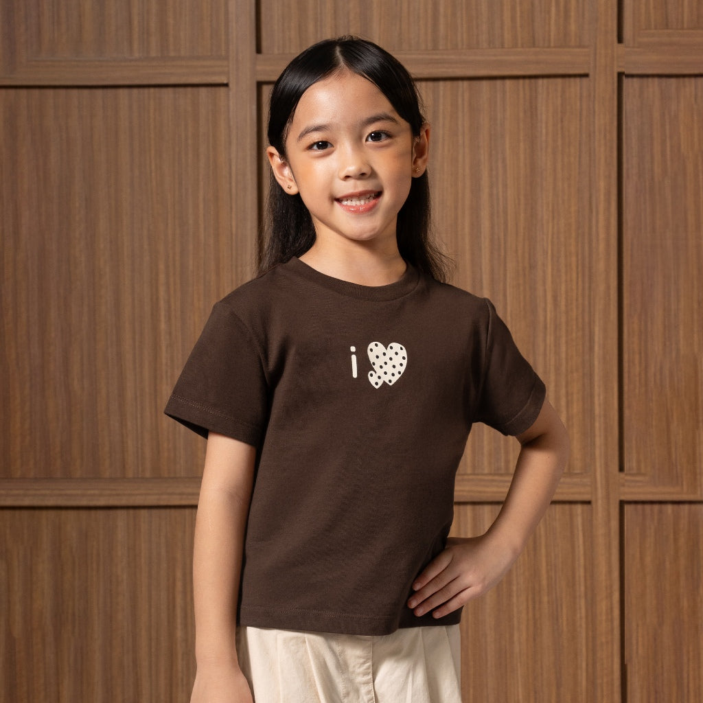 Osella Kids Little Love Cocoa Tee 2371661156 | Kaos Lengan Pendek Anak Perempuan