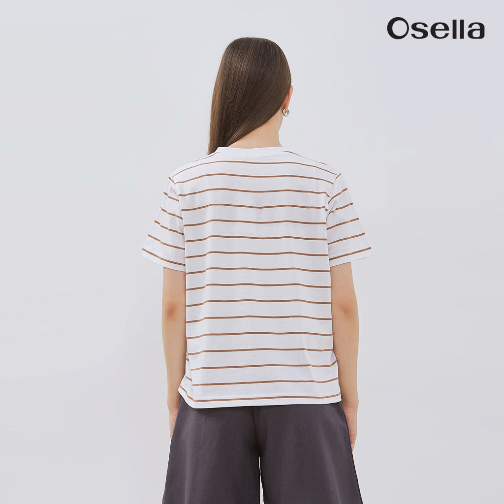 Osella Eiko Stripe T-Shirt 21715007 | Atasan Rajut Wanita Lengan Pendek