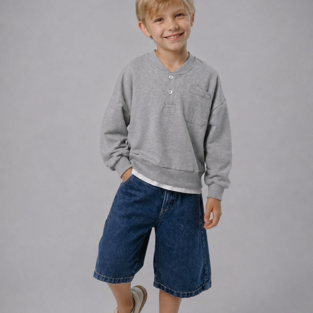 Osella Kids x Oadkids Miles Sweater in Grey 2212660493 | Sweater Anak Laki Laki