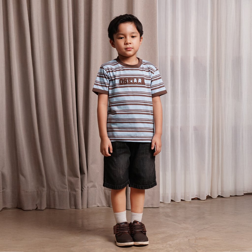 Osella Kids Elio Stripe T-shirt 2270660336 | Kaos Garis Garis Lengan Pendek Anak Laki Laki