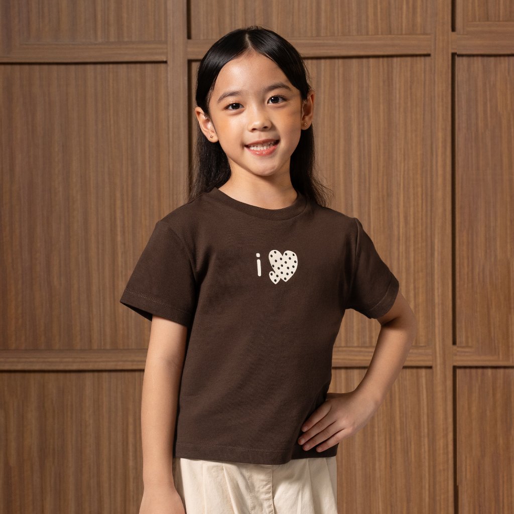Osella Kids Little Love Cocoa Tee 2371661156 | Kaos Lengan Pendek Anak Perempuan