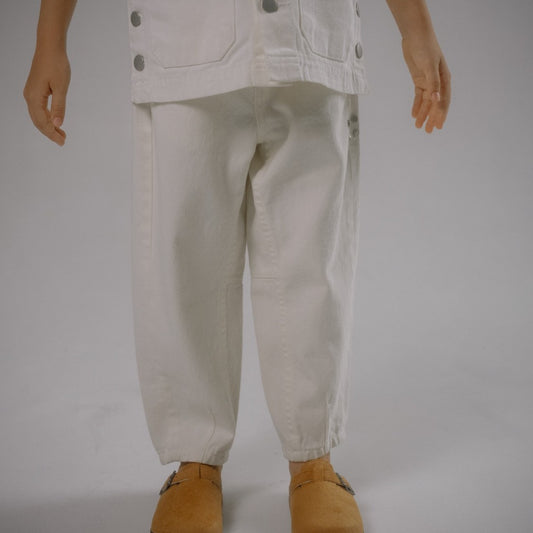 Osella Kids x Oadkids Manny Barrel Pants in Off White 228O660201 | Celana Denim Anak Laki Laki