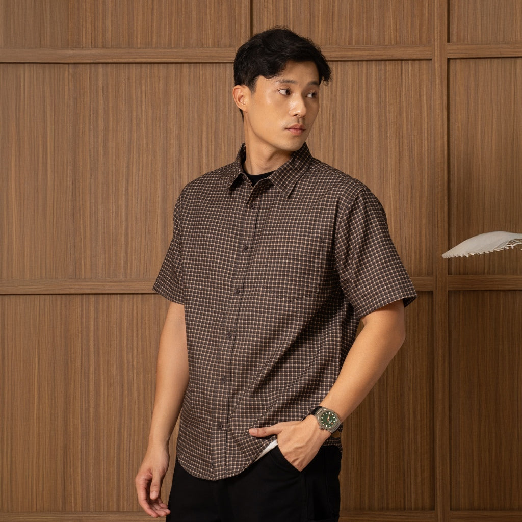 Osella Rustic Checkered Flannel SS Shirt 2033660156 | Kemeja Lengan Pendek Pria