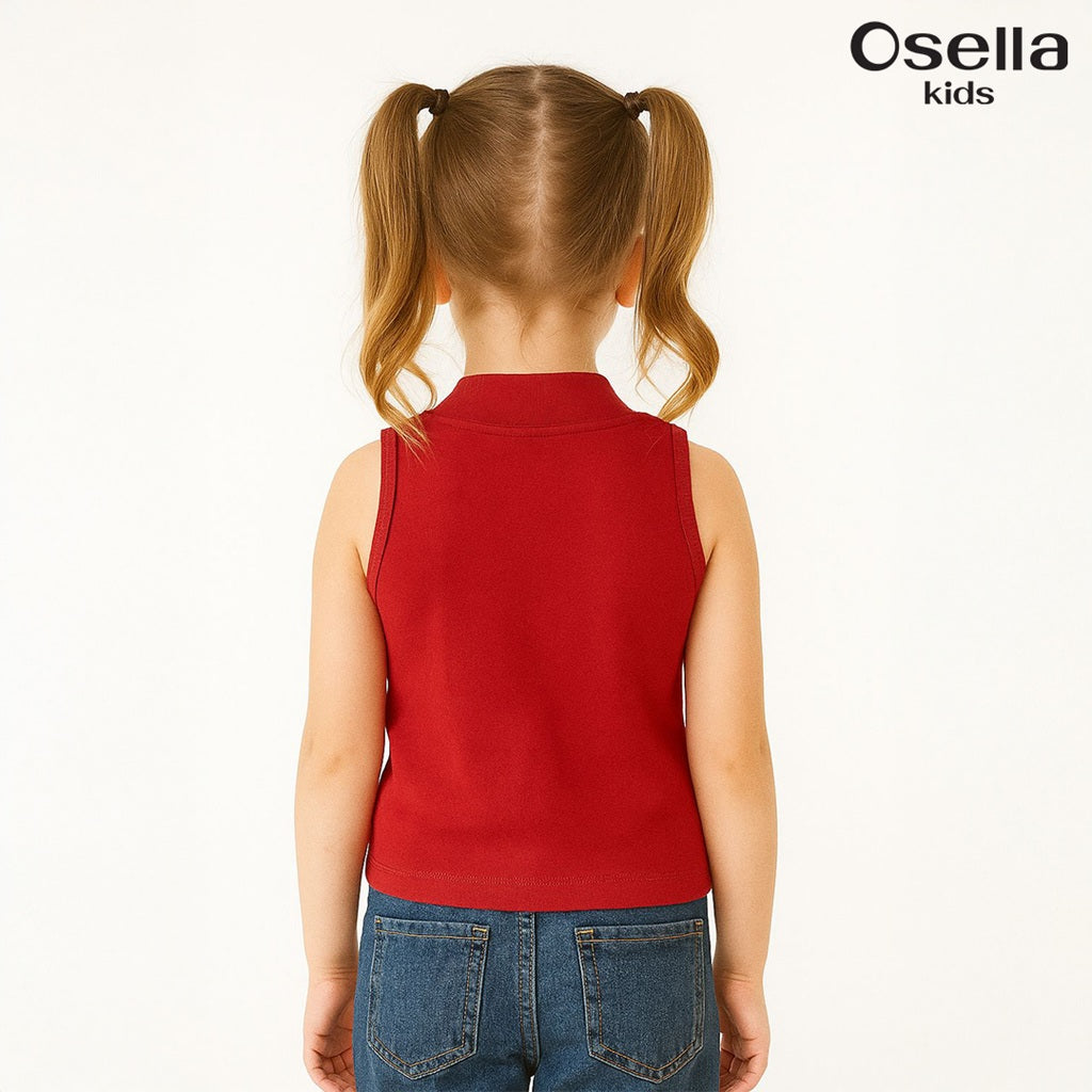 Osella Essential Sleeveless Mockneck T-Shirt 33725002 | Kaos Basic Anak Perempuan Tanpa Lengan