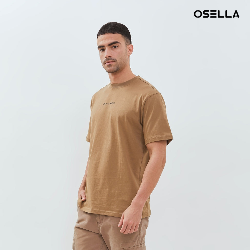 Osella Regular Fit Print T-Shirt In Dark Brown 2074500785 | Kaos Lengan Pendek Pria