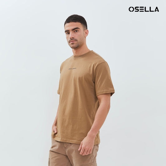 Osella Regular Fit Print T-Shirt In Dark Brown 2074500785 | Kaos Lengan Pendek Pria