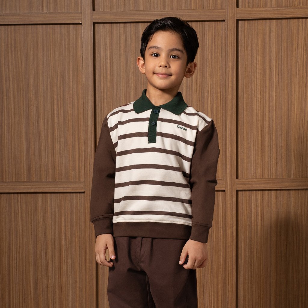 Osella Kids Harold Collared Sweatshirt Stripe 2210660388 | Atasan Lengan Panjang Garis Garis Anak Laki Laki