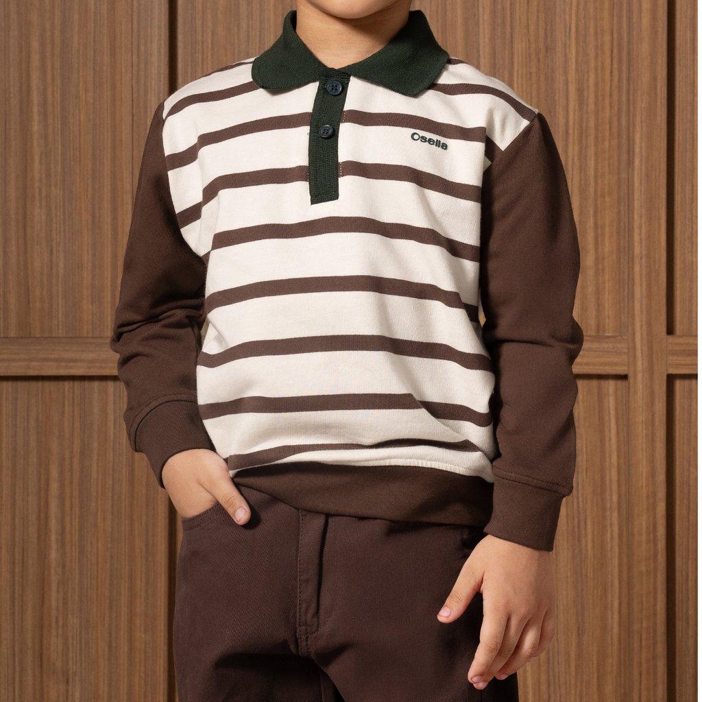Osella Kids Harold Collared Sweatshirt Stripe 2210660388 | Atasan Lengan Panjang Garis Garis Anak Laki Laki