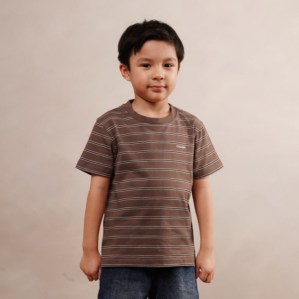 Osella Kids Grigon T-Shirt Stripe in Smoke Brown 2270660456 | Kaos Lengan Pendek Anak Laki Laki