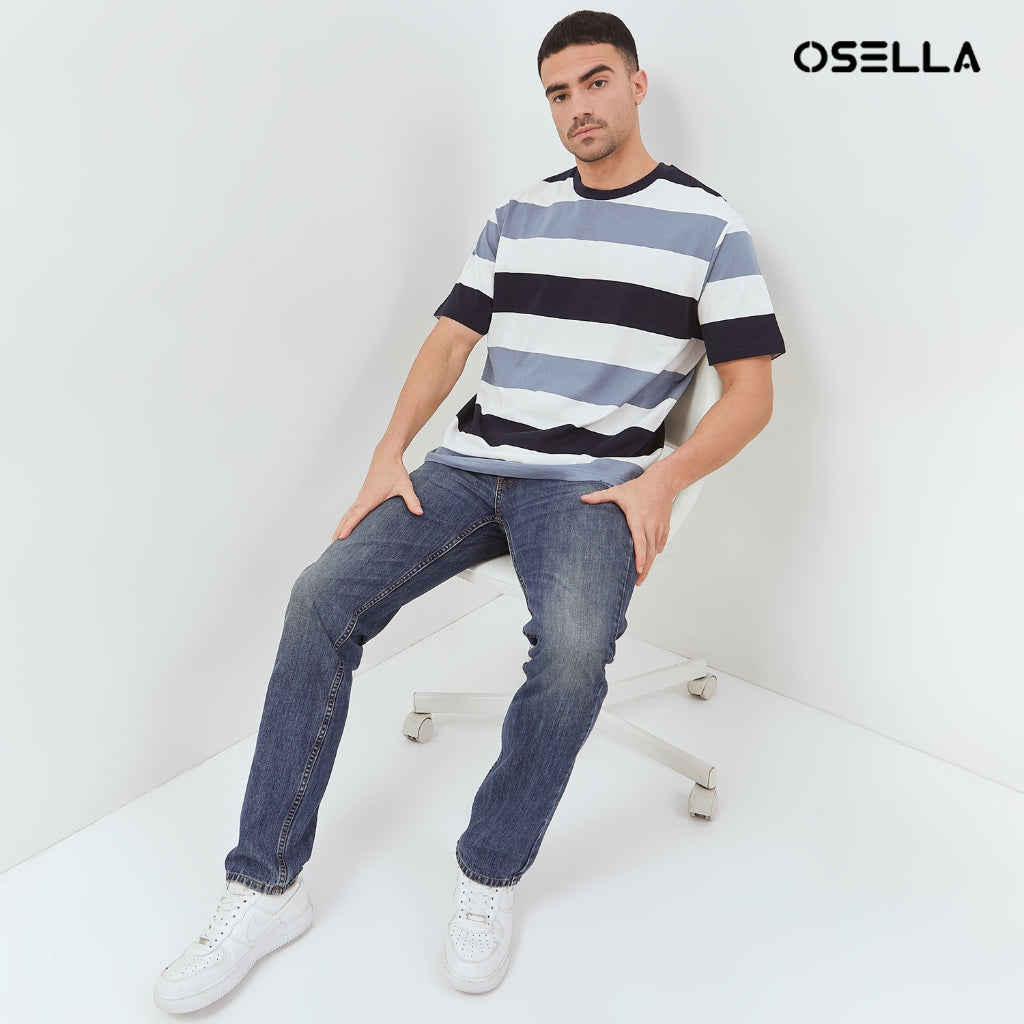 Osella Mike Multicolorstripe Relaxed Fit T-Shirt 20715018 | Kaos Lengan Pendek Garis Garis Pria
