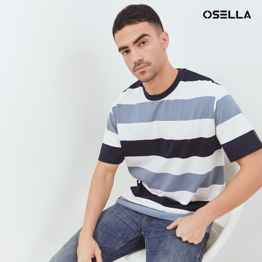 Osella Mike Multicolorstripe Relaxed Fit T-Shirt 20715018 | Kaos Lengan Pendek Garis Garis Pria