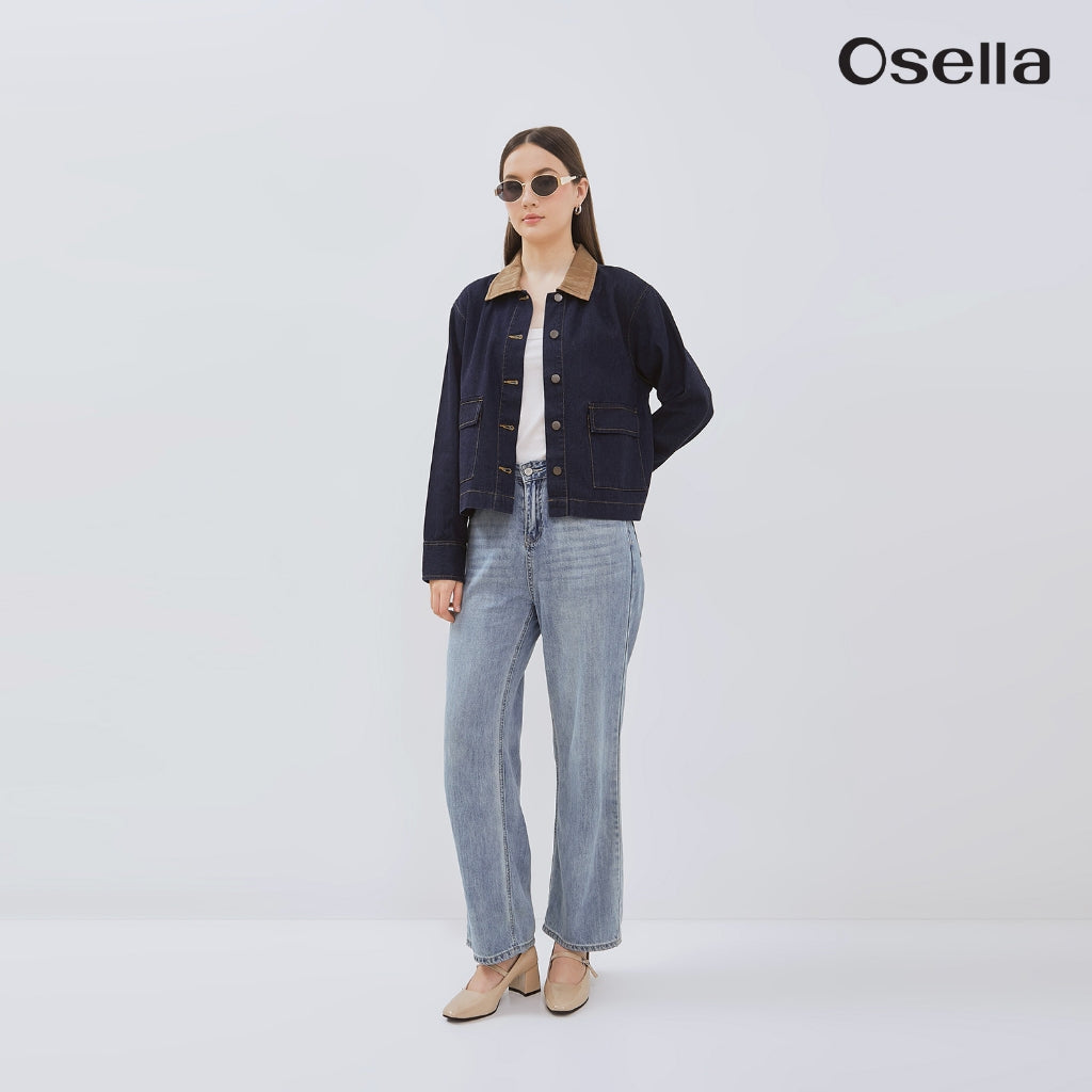 Osella Blouson Denim Jacket With Corduroy Collar 11615001A3 | Jaket Denim Wanita