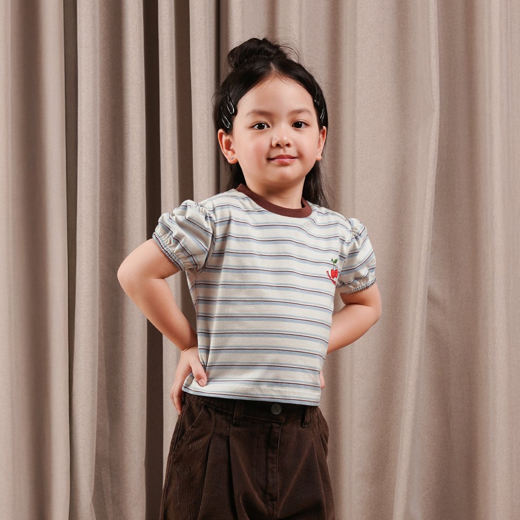 Osella Kids Chloe Striped T-shirt 2371660836 | Atasan Kaos Lengan Pendek Anak Perempuan