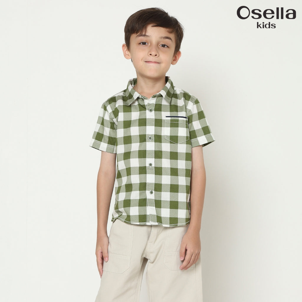 Osella Garner Flannel Checkered Shirt 22335002 | Kemeja Flanel Lengan Pendek Anak Laki Laki