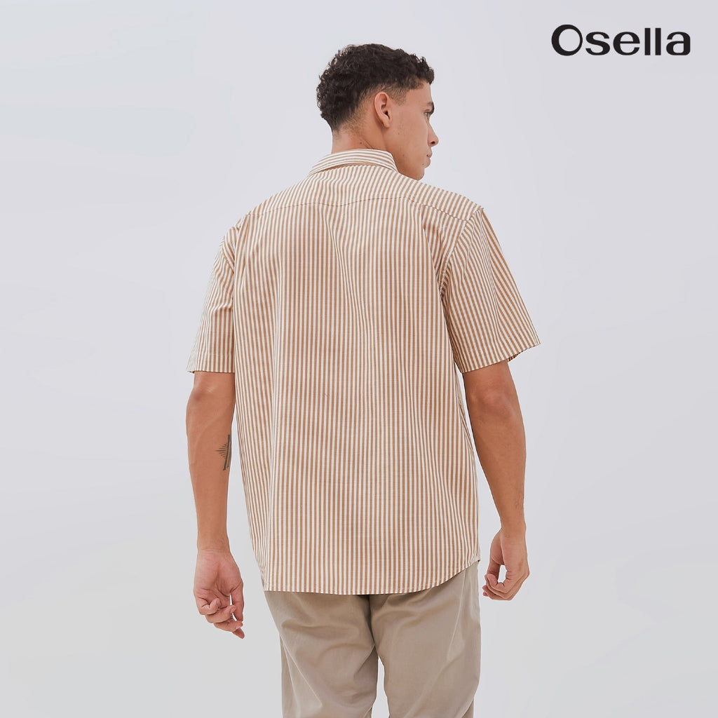 Osella Ethan Short Sleeve Vertical Stripe Shirt 2030500282 | Kemeja Lengan Pendek Pria