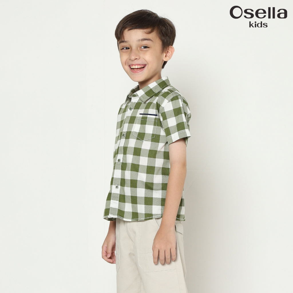 Osella Garner Flannel Checkered Shirt 22335002 | Kemeja Flanel Lengan Pendek Anak Laki Laki