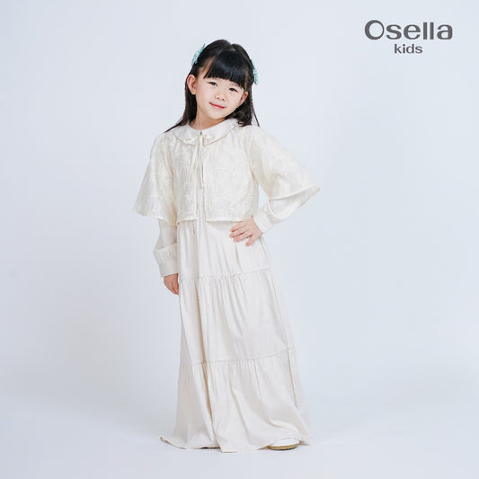 Osella Kids Inara Tiered Maxi Dress In Ivory 1357660688 | Gaun Panjang Raya Anak Perempuan