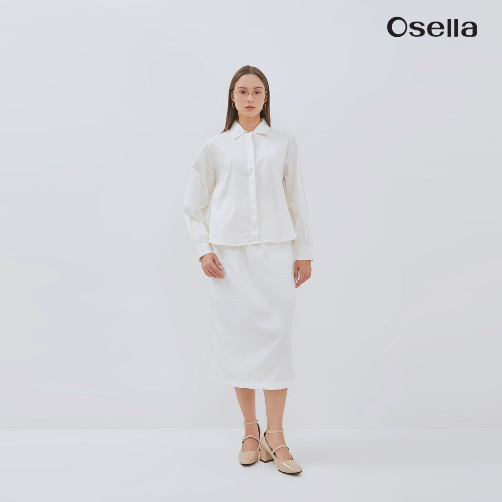 Osella Vena Puffy Sleeve Shirt With Statement Button 21376602 | Atasan Wanita Lengan Panjang