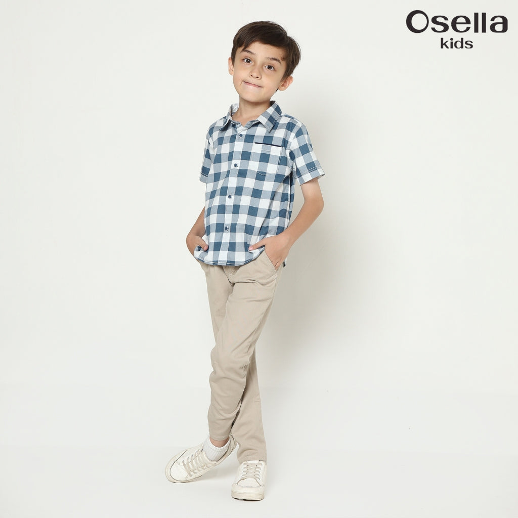 Osella Garner Flannel Checkered Shirt 22335002 | Kemeja Flanel Lengan Pendek Anak Laki Laki