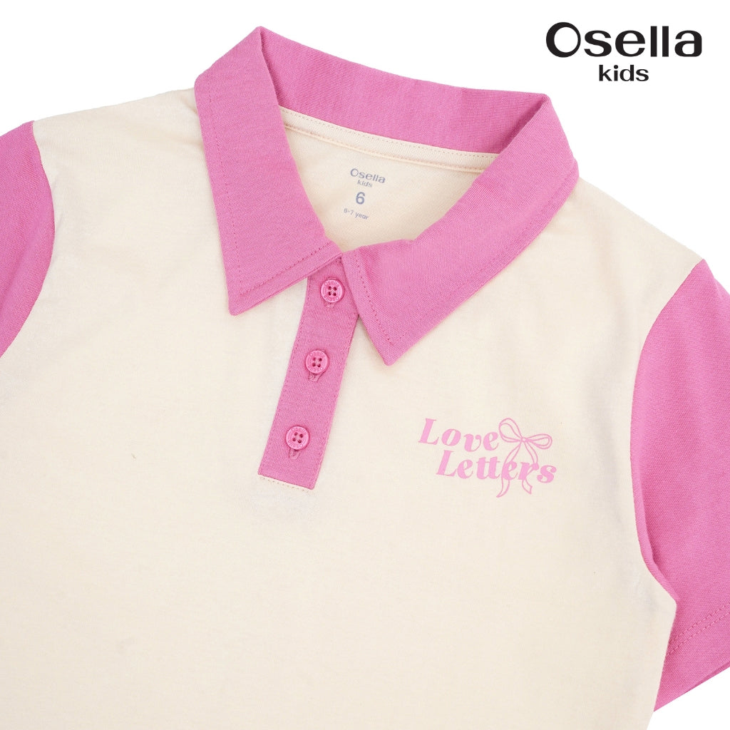 Osella Love Letter Polo Tee 2322500288 | Atasan Kaos Polo Anak Perempuan