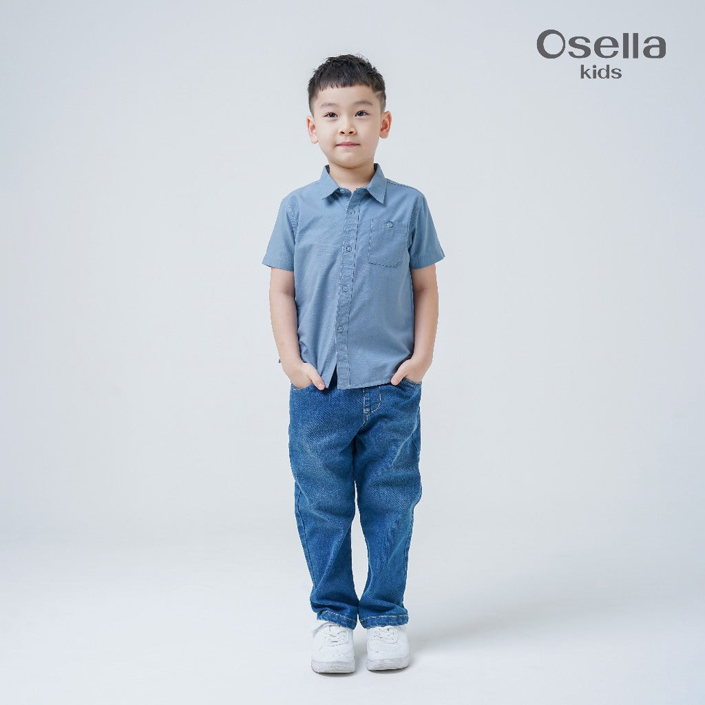 Osella Kids Elmer Regular Fit Short Shirt 22326603 | Kemeja Formal Anak Laki Laki
