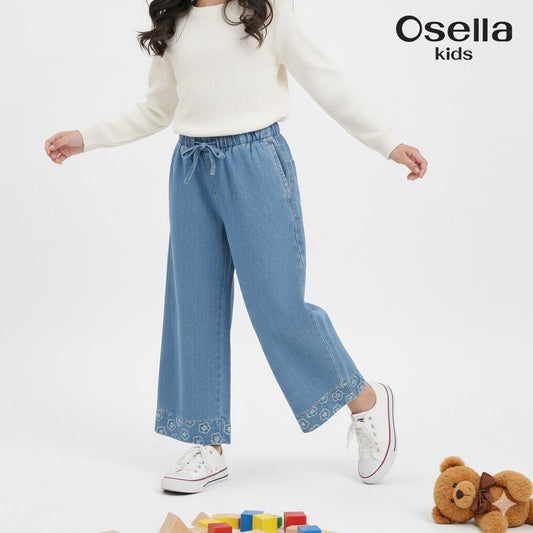 Osella Daisy Wide Leg Denim 238O5003 | Celana Denim Panjang Anak Perempuan