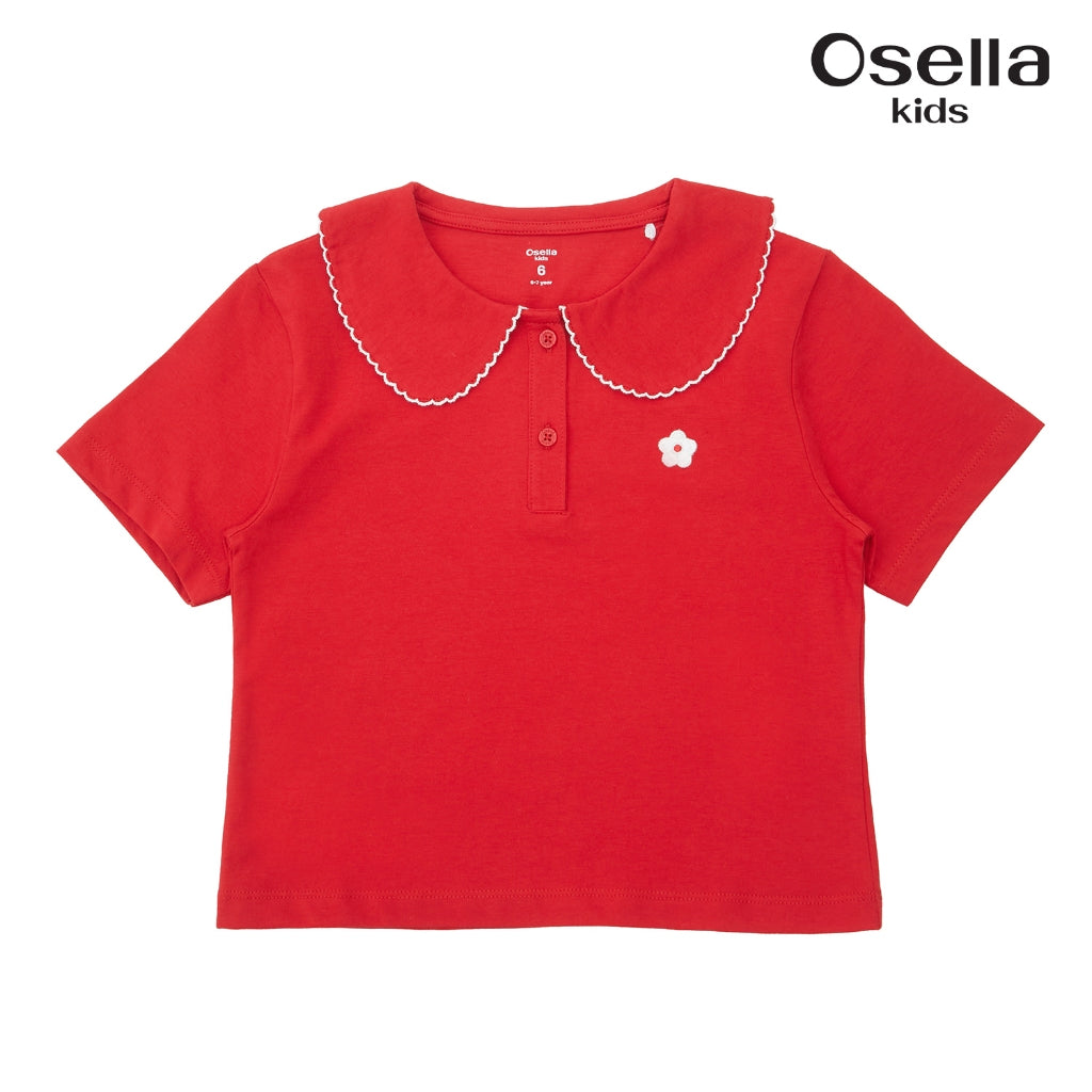 Osella Floral T-Shirt With Fancy Collar 23715009 | Atasan Blouse Lengan Pendek Anak Perempuan
