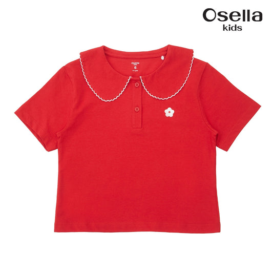 Osella Floral T-Shirt With Fancy Collar 23715009 | Atasan Blouse Lengan Pendek Anak Perempuan