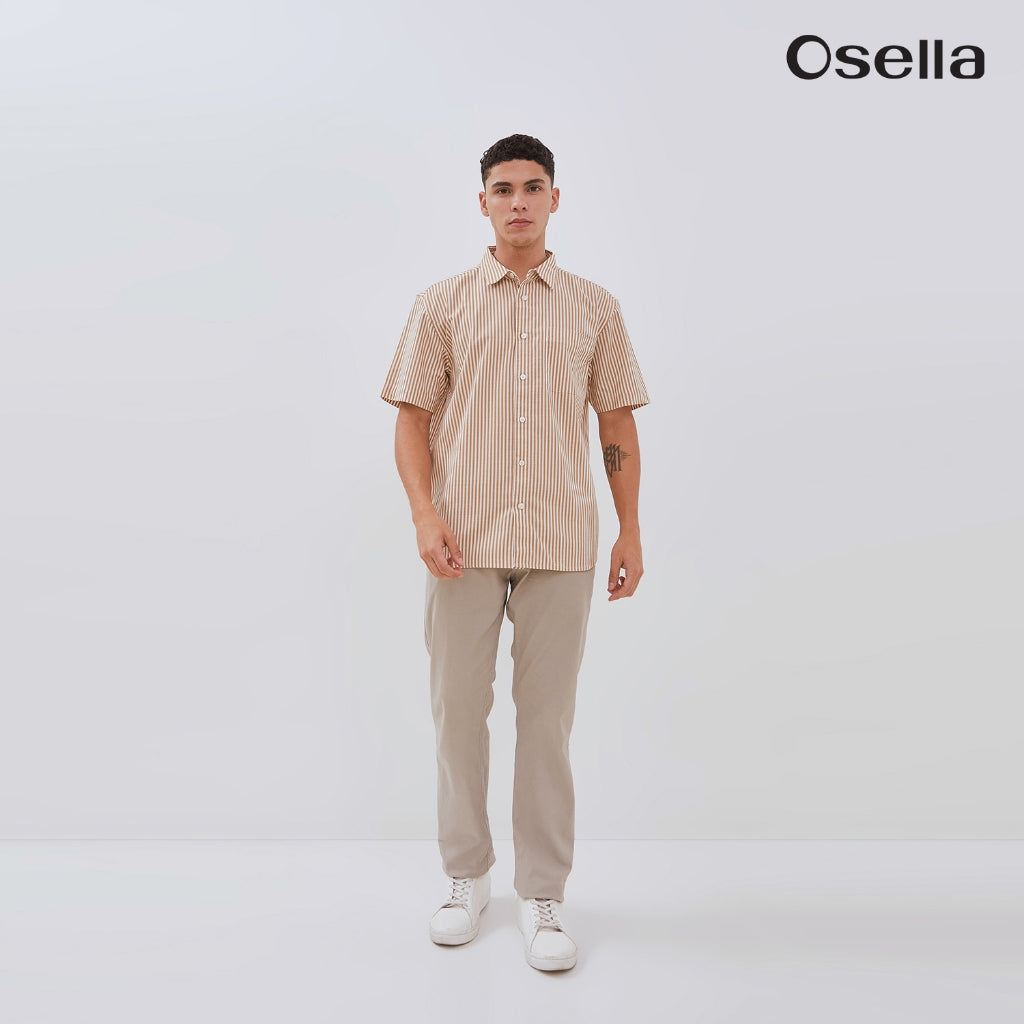 Osella Ethan Short Sleeve Vertical Stripe Shirt 2030500282 | Kemeja Lengan Pendek Pria